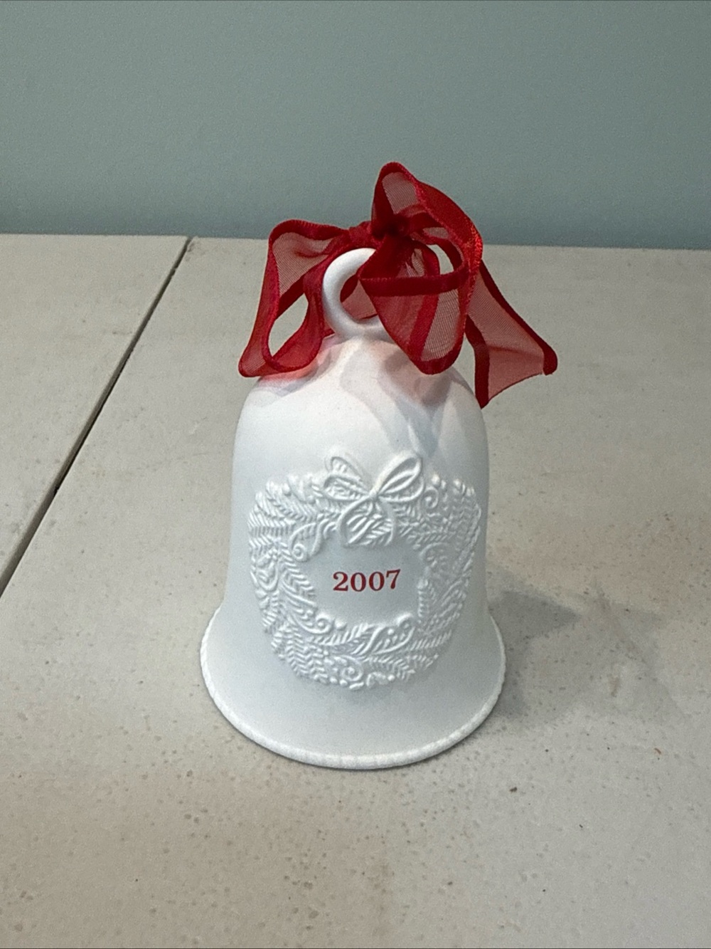 Hallmark Keepsake 2007 Porcelain Dated Bell Christmas Ornament White Bisque